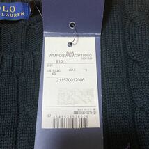 POLO ラルフ ローレン ケーブル ニット コットン ポニー セーター 定番 RALPH LAUREN 丸首 XS シンプル 万能 オールシーズン パープル_画像5