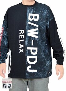 B/W-PDJ RELAXシリーズ ツートンBIGロングTシャツ◆PANDIESTA JAPAN タイダイMサイズ 592851 パンディエスタジャパン パンダ ロンT