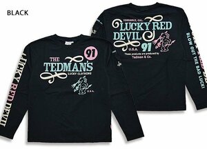 「LUCKY RED DEVIL」ロングTシャツ◆TEDMAN/テッドマン ブラックLサイズ（サイズ42）TDLS-350 エフ商会 efu 長袖 ロンT