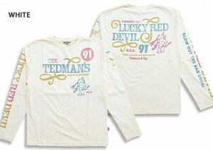 「LUCKY RED DEVIL」ロングTシャツ◆TEDMAN/テッドマン ホワイトXLサイズ（サイズ44）TDLS-350 エフ商会 efu 長袖 ロンT