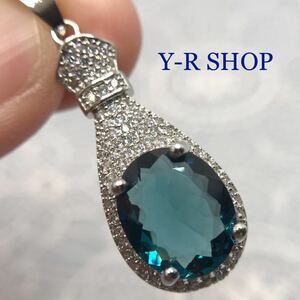  London blue topaz . Cubic Zirconia. elegant pendant top * lady's necklace silver 925 stamp new goods gem Y-RSHOP