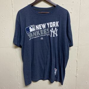 Majestic NEW YORK YANKEES ヤンキース チームT 半袖Tシャツ プリントTシャツ XL 古着