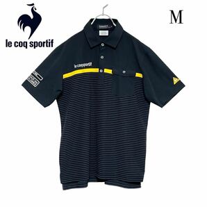 le coqルコックゴルフ　ブラック×イエロー　メンズポロシャツ　ボーダー　M