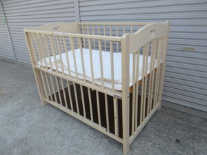 26W1258 サワベビー SAWA BABY ベビーベッド 高さ調整 マット/敷布団/カバー付き 大阪引取り可能