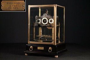 ☆皇帝☆アンティーク　ゼンマイ式　ボール置時計　ENGLAND製 1709 No.086　ガラスケース付　機械式置時計
