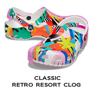 24cm クロックス Classic Retro Resort Clog クラシック レトロ リゾート クロッグ ホワイトｘマルチ M6W8 新品