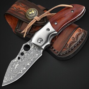 ★新品★ダマスカス ナイフ 折りたたみ NedFoss 直刃 ダマスカス ナイフ 折りたたみ 直刃 洛氏硬度60HRC 鍛造