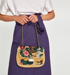 ZARA ザラ ショルダーバッグ クロスボディバッグ 鳥と花のビーズディテール インド製 中古 美品 Beaded birds chain bag