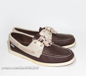 Sebago DOCKSIDES PORTLAND SPINNAKER セバゴ デッキシューズ ダークブラウン / ボーン レザー 本革 US10 UK9.5 EU 44 約28cm 中古 美品