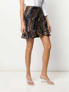 セルフポートレイト Self-Portrait スカート ストライプ スパンコール US4 UK8 サイズ M 未使用 STRIPE SEQUIN MINI SKIRT