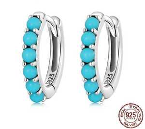 X193 earrings lady's k18 silver turquoise turquoise simple 
