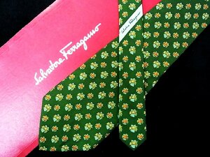 ♪今週の特売980円～♪0638W♪状態並品【Ferragamo】フェラガモ【花 植物 柄】ネクタイ♪