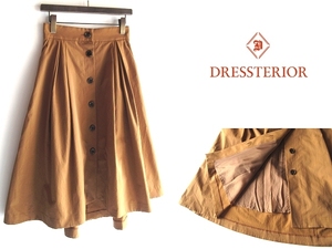  regular price 25300 jpy DRESSTERIOR Dress Terior front button tuck flair Union Tec tsu il skirt 38 light brown made in Japan 