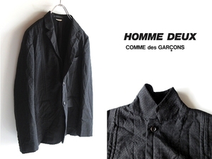 COMME des GARCONS HOMME DEUX コムデギャルソンオムドゥ 2018SS ジャガードドット ポリウール タックプリーツ 2Bテーラード S チャコール