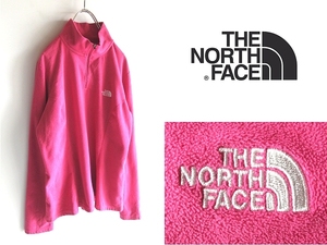 THE NORTH FACE ノースフェイス ロゴ刺繍 ハーフジップ ハイネック フリース プルオーバーシャツ XL ピンク ジャケット