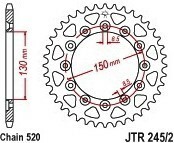 JTR245/2.39 リヤスプロケット Honda Road XL500 SZ,SA,SBPD01 79-81 等