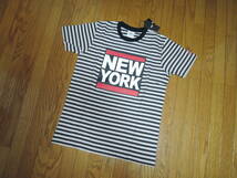 新品 TMT ボーダー Tシャツ L 灰 NEW YORK ロゴ LOGO カットソー ティーエムティー_画像2