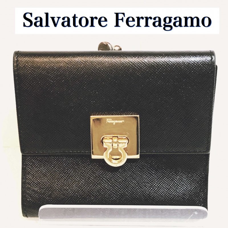 23040円 堅実な究極の Salvatore Ferragamo ガンチーニ コンパクト ミニ ウォレット