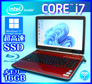 NEC【メモリー 16GB Core i7 SSD新品512GB+HDD750GB】Windows11 2670QM レッド Microsoft Office2019 搭載 ノートパソコン LL750/F