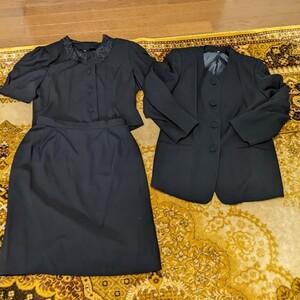 フォーマルスーツ　半袖ブラウス　スカート　ジャケット　１５ＢＲ　襟取り外し可能　冠婚葬祭　 入学式 卒業式