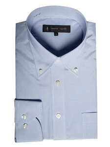 sb-214-6-Lサイズ 長袖 シャツ 簡単ケア ボタンダウン ワイシャツ ブルー 無地 メンズ ビジネス