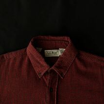 80s L.L.Bean Houndstooth Cotton Flannel B.D Shirt made in USA 80年代 エルエルビーン 千鳥格子 コットンフランネル ボタンダウンシャツ_画像3