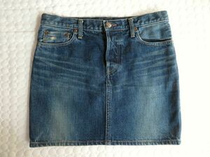 green green Denim miniskirt woshu processing red ear cell bichi size 2 made in Japan JAPAN cotton free shipping bowl z