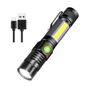 懐中電灯 LED COB作業灯 充電式 大容量 軍用超高輝度 ズーム式 1個
