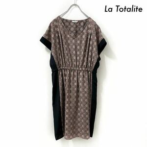 [ free shipping ]La Totalite La Totalite * retro floral print short sleeves One-piece side switch 