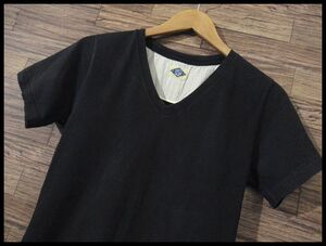 送料無料 G② 日本製 NAKED SUN ネイキッドサン コットン Vネック 半袖 Tシャツ カットソー S 黒 ブラック