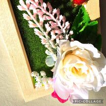 ☆フラワーアレンジメント 白バラ☆ 置物 飾り インテリア 造花 壁掛け_画像5