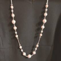 ボーンビーズ　ロングネックレス　ナチュラル　シルバー　silver necklace Vintagejewelry japan accessories 0085_画像4
