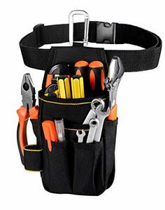 [VOW&ZON] 工具入れ 腰袋 工具袋 小物入れ 作業袋 ウエストバッグ カラビナフック ベルト付 多機能ポケット
