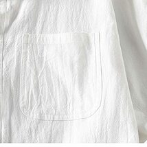 JHIJSC シャツ メンズ 半袖 カジュアル 七分袖 ゆったり 薄手 夏 綿麻 無地 おしゃれ 大きいサイズ (ブラック,_画像4