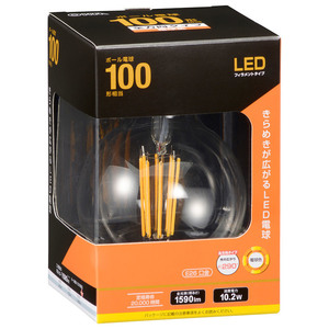 LED電球 フィラメント ボール電球 E26 100形相当 電球色｜LDG10L C6 06-3458 オーム電機