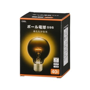 ボール電球 E26 40W形 G95 クリア｜LB-G9638K-CN 06-0871 オーム電機