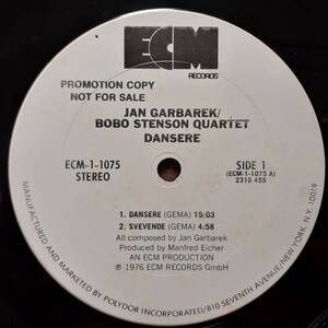 米ECM盤PROMOオリジLP！白ラベル！Jan Garbarek, Bobo Stenson Quartet /Dansere 1976年 ECM-1-1075 高音質MASTERDISK刻印 Jon Christensen