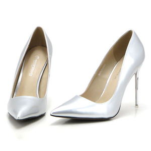  new goods large size pumps silver 28cm 131386-46 silver heel enamel style high heel 