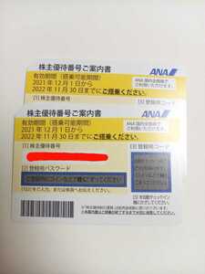 【即決】 ANA 株主優待券 2枚 2022年11月末まで搭乗可