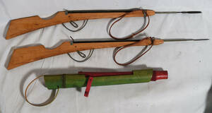 377 倉庫整理 昭和時代 木製水中銃X2 竹製機関銃