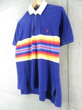 【送料300円可】008c43◆人気です◆Ralph Lauren ラルフローレン レインボーボーダー 半袖ポロシャツ L/ジャケット/アメカジ/メンズ/男性_画像2