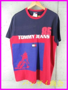 【送料300円可】012c91◆人気です◆TOMMY JEANSトミーヒルフィガー 切替 半袖Tシャツ M/トミージーンズ/ジャケット/アメカジ/メンズ/男性