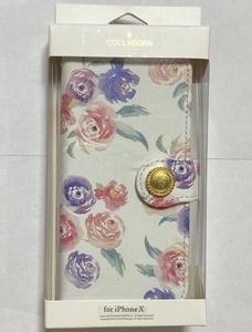 【送料無料】サムライワークス BL-CBKI8-076 iPhone X用 花柄 手帳型 スマホケース ストラップホール・スタンド機能・カードフォルダー付