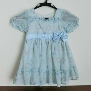  One-piece girl for children dress Kids dress Disney L sa hole . snow woman . light blue ribbon 90 size bell mezzo n