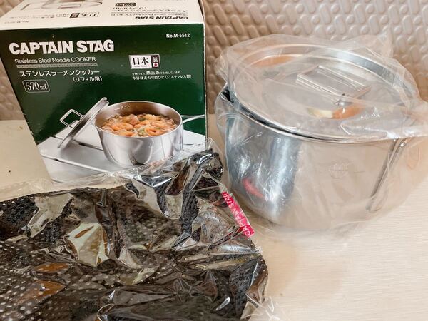【未使用】キャプテンスタッグ ステンレスラーメンクッカー(リフィル用)570ml