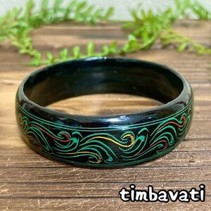 1 point thing * new goods *[ Myanma ] gold ma coating wooden bangle * green *
