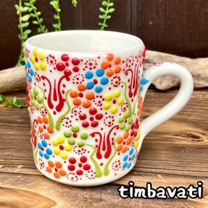 Art hand Auction ☆New☆Turkish pottery mug *White* Handmade Kutahya pottery [Free shipping under certain conditions] 158, Tea utensils, Mug, Ceramic