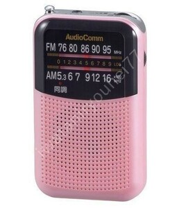 D0414:ピンク　RAD-P125N-H　AM/FM　ポケット　ポータブル　ラジオ　ワイドFM　小型　ミニ