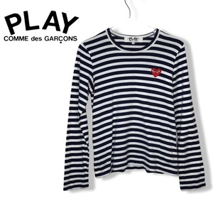 ★Comme des Garcons PLAY プレイ コムデギャルソン★ボーダー柄 長袖 カットソー Tシャツ ロンT ハート ネイビー size S 管:C:08