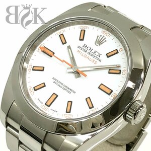  Rolex 116400 wristwatch Milgauss M number white face mango SS self-winding watch men's box guarantee booklet operation goods breath washing ending ROLEX used *